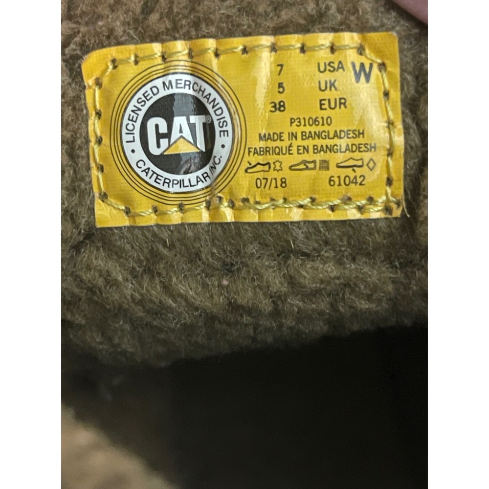 CAT Caterpillar Brown Suede Sherpa Trim Lace Up Ankle Boots P310610 Womens 7 - Picture 5 of 8